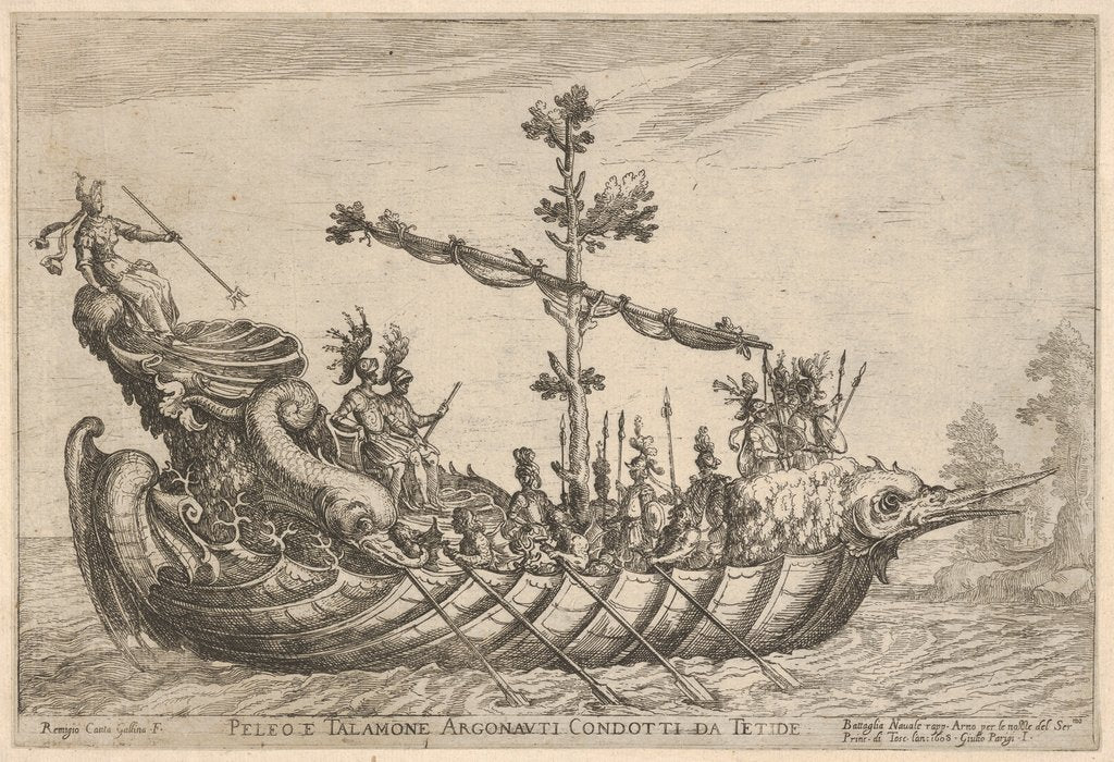 Detail of Peleus and Talamon, from the series 'Vessels of the Argonauts,' for the wedding celebratio…, 1608 by Remigio Cantagallina