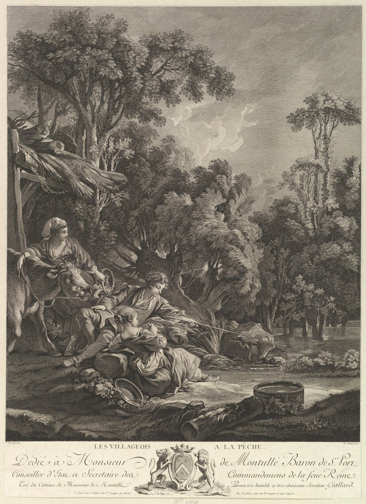 Detail of Les Villagois à la Pêche, 18th century by Rene Gaillard