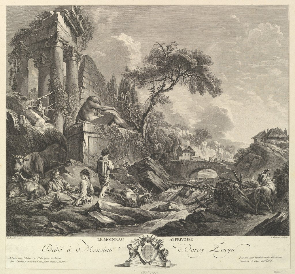 Detail of Le Moineau Apprivoisé, 18th century by Rene Gaillard