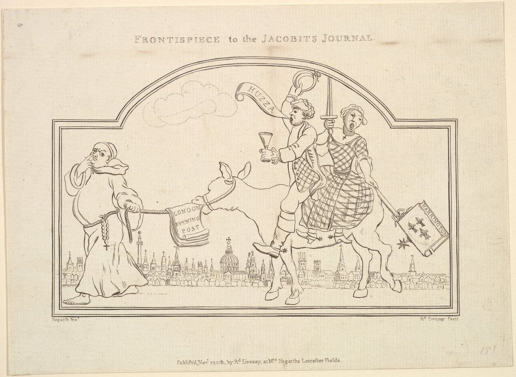 Detail of Frontispiece to 'The Jacobite's Journal', November 27, 1781 by Richard Livesay