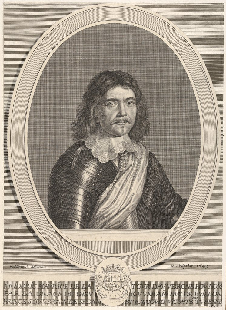 Detail of Frédéric-Maurice de la Tour d'Auvergne, duc de Bouillon, 1649 by Robert Nanteuil