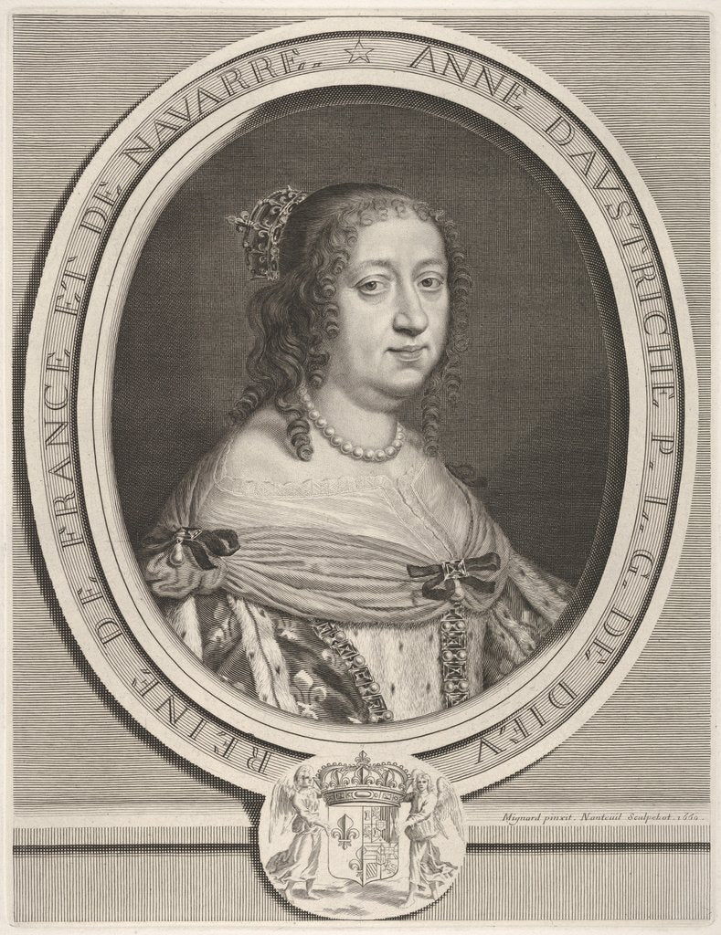 Detail of Anne of Austria, 1660 by Robert Nanteuil