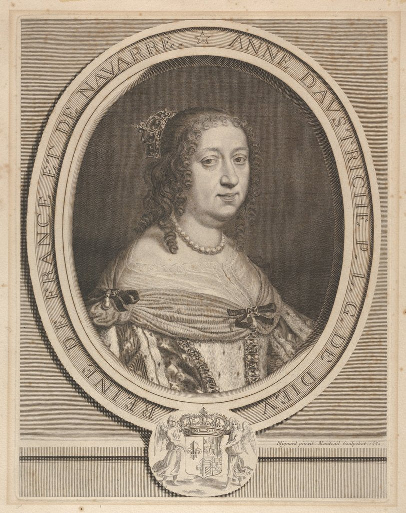 Detail of Anne of Austria, 1660 by Robert Nanteuil