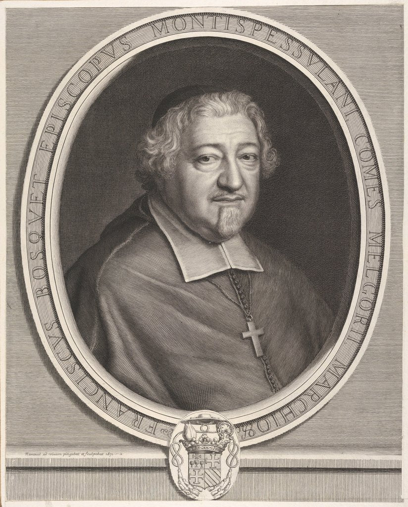 Detail of François Bosquet, 1671 by Robert Nanteuil
