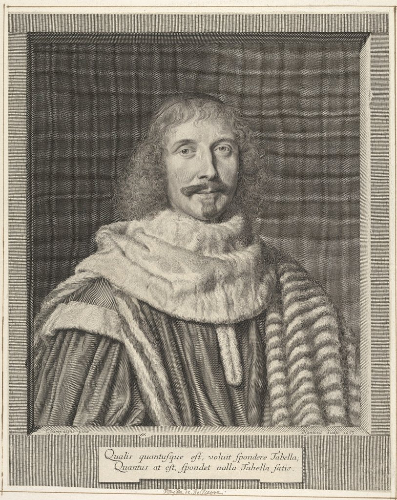 Detail of Pompone II de Bellièvre, 1653 by Robert Nanteuil