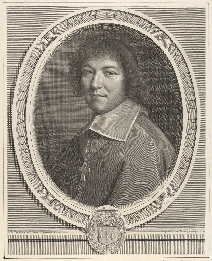 Detail of Charles-Maurice le Tellier, 1671 by Robert Nanteuil
