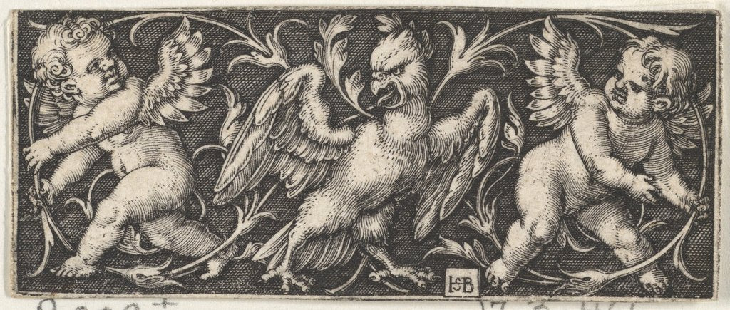 Detail of Horizontal Panel with an Eagle Flanked by Two Genii, 1544 by Sebald Beham