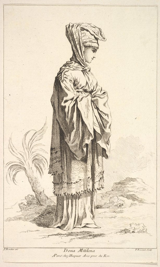 Detail of Dona Mitilena, from Recueil de diverses fig.res étrangeres Inventées par F. Bouche…, 18th century by Simon François Ravenet