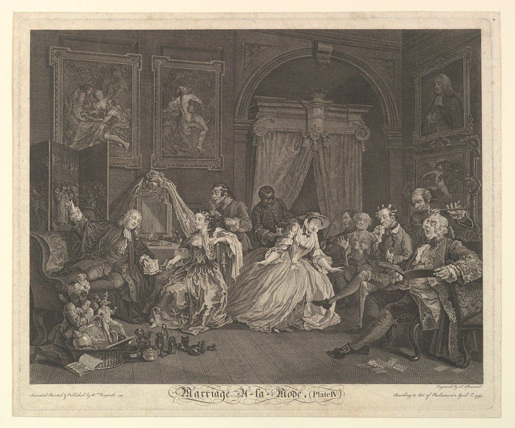 Detail of Marriage A-la-Mode, Plate IV, April 1, 1745 by Simon François Ravenet