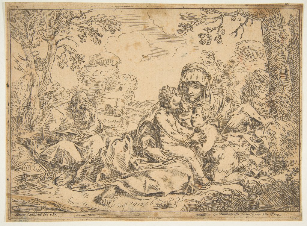 Detail of The Holy Family with Saint John the Baptist, copy after Cantarini, ca. 1639-1648 or after by Unknown