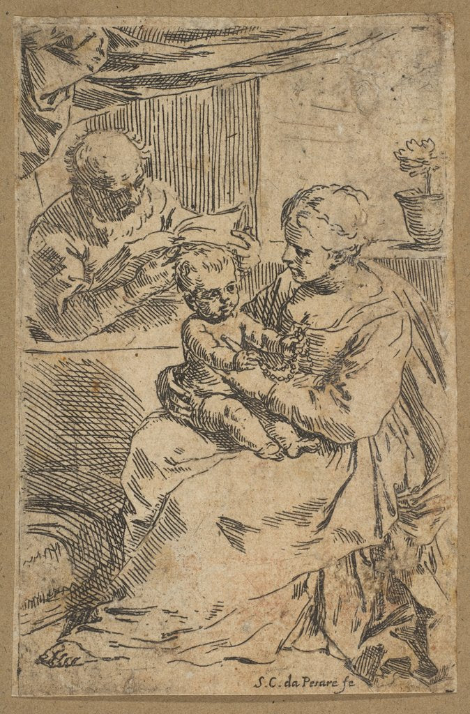 Detail of Holy Family with a rosary, ca. 1640-1642 by Simone Cantarini