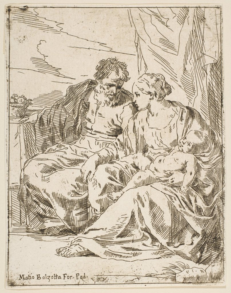 Detail of Rest on the flight into Egypt, Mary holding the infant Christ while St. …, ca. 1637-1639 or after by Unknown