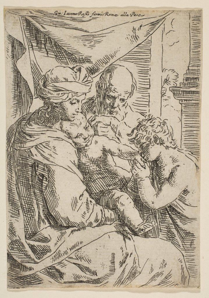 Detail of Holy Family with Saint John the Baptist kissing the infant Christ's hand, ca.1642 by Simone Cantarini