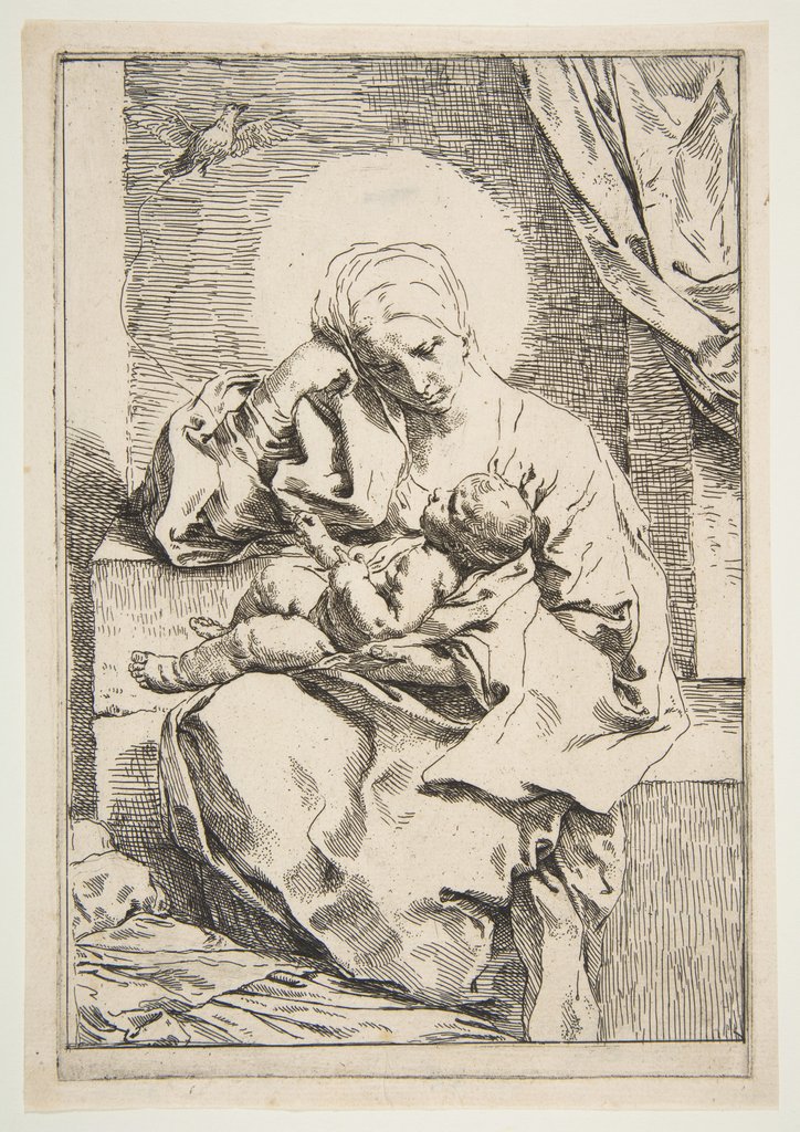 Detail of Madonna and Child with a bird, ca. 1635-1636 by Simone Cantarini