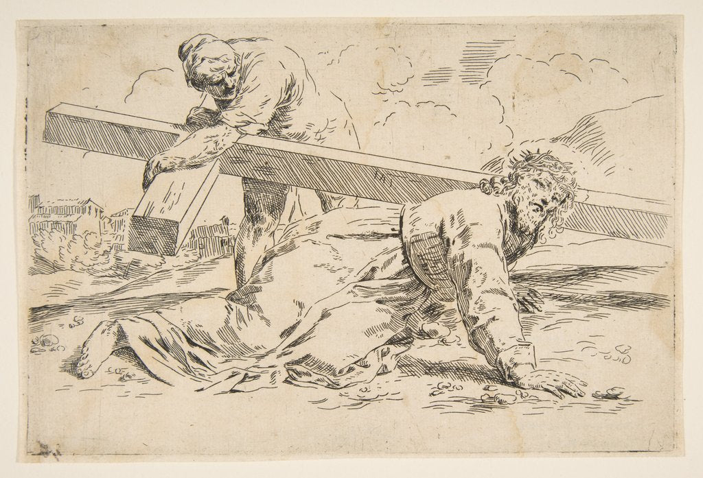 Detail of Christ bearing the cross on his back, copy after Cantarini, ca. 1637-1639 or after by Unknown