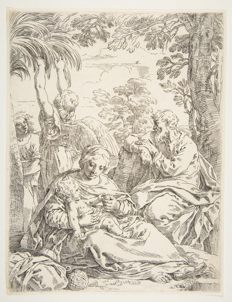 Detail of The Holy Family resting on their flight into Egypt, ca. 1637-1639 by Simone Cantarini