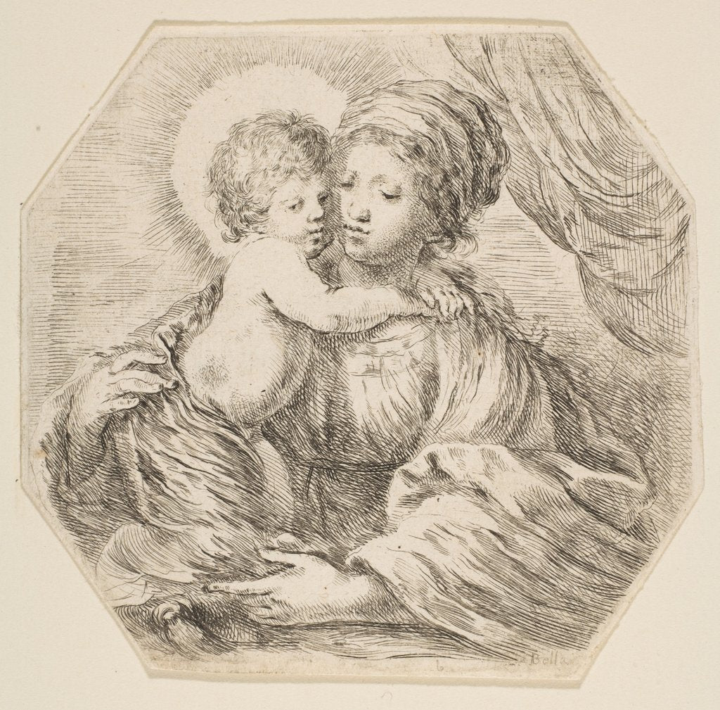 Detail of Virgin and Christ Child, an octagonal composition, ca. 1649 by Stefano della Bella