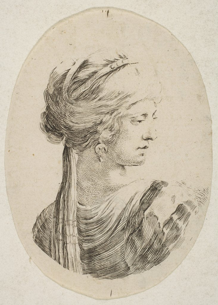 Detail of Sultana wearing a turban, in profile to the right, from 'Several heads in the Persian s…, 1649-50 by Stefano della Bella