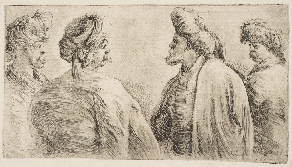 Detail of Four Turks, Half Length, ca. 1662 by Stefano della Bella
