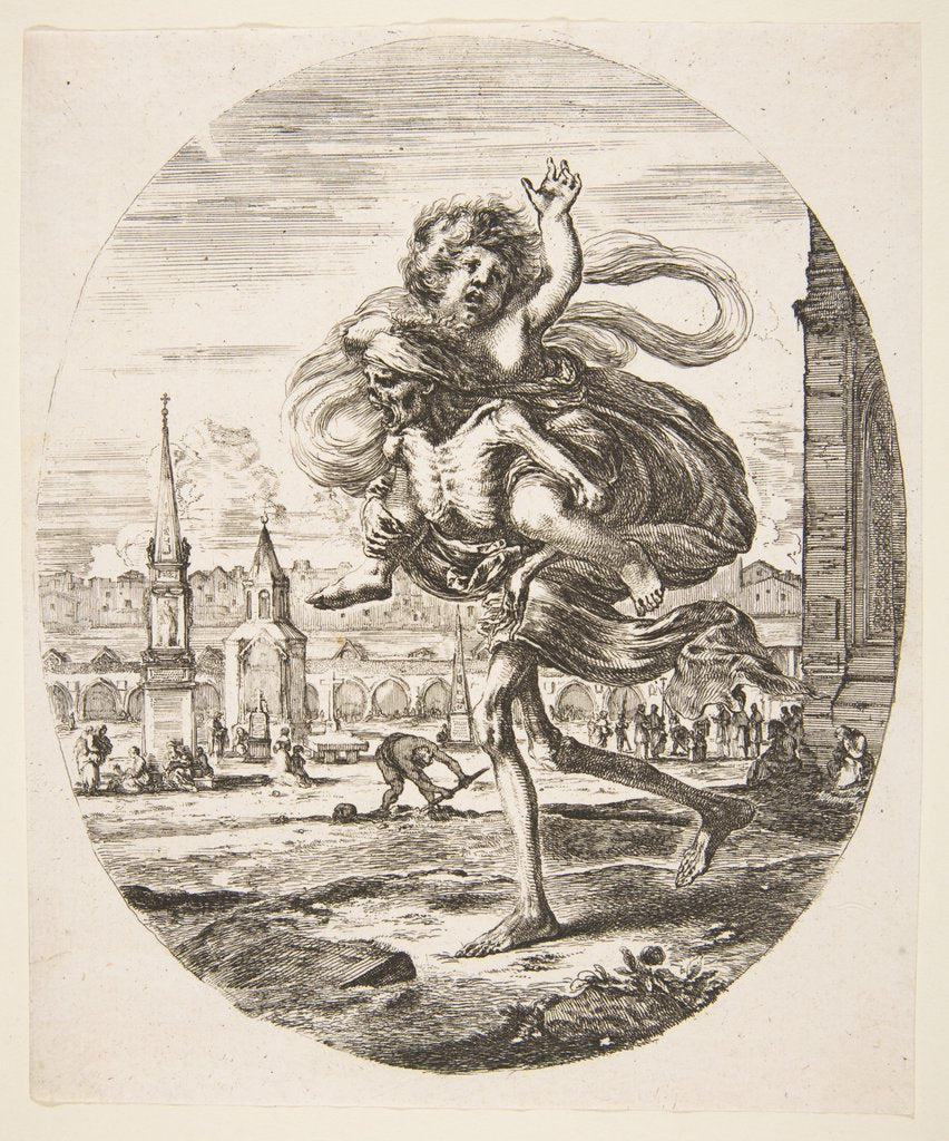 Detail of Death carrying a child, from 'The five deaths', ca. 1648 by Stefano della Bella