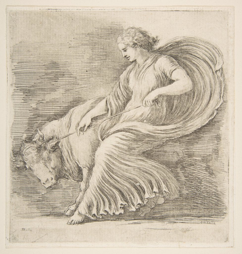 Detail of Young Woman Trying to Stop a Bull, ca. 1660 by Stefano della Bella