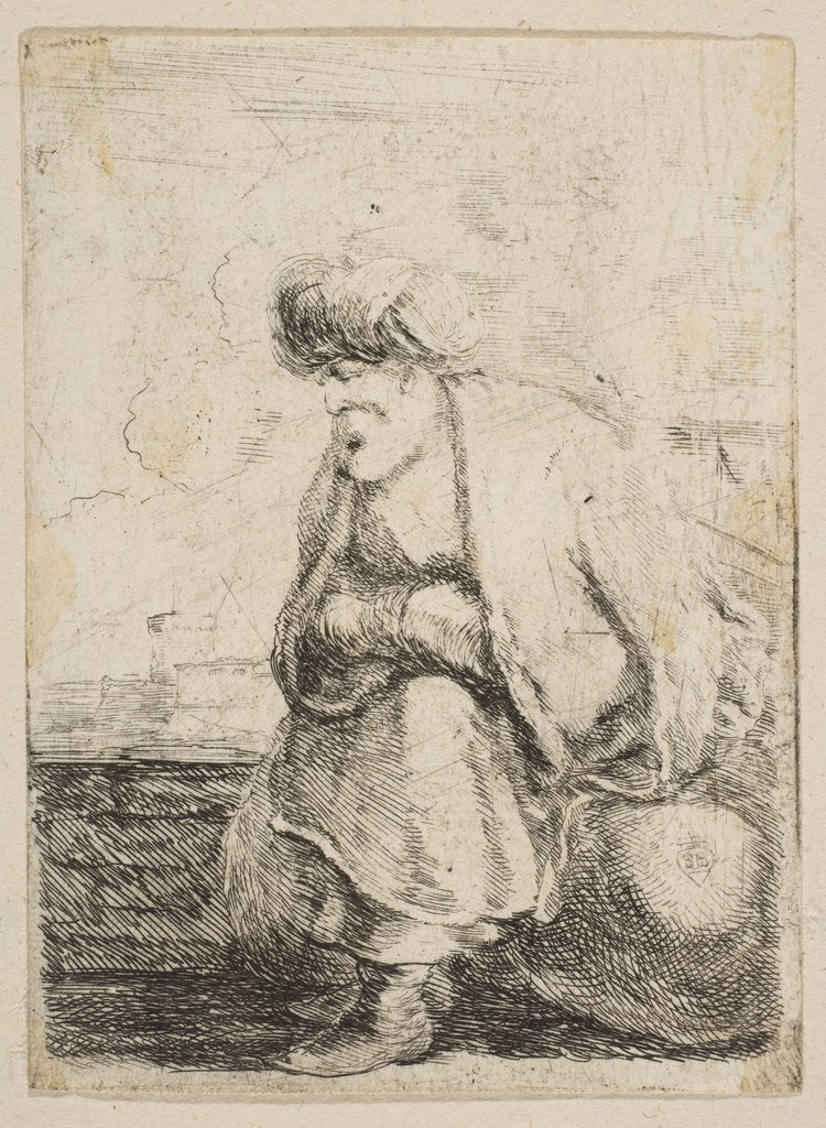 Detail of An Old Turk Seated on a Stone, ca. 1662 by Stefano della Bella