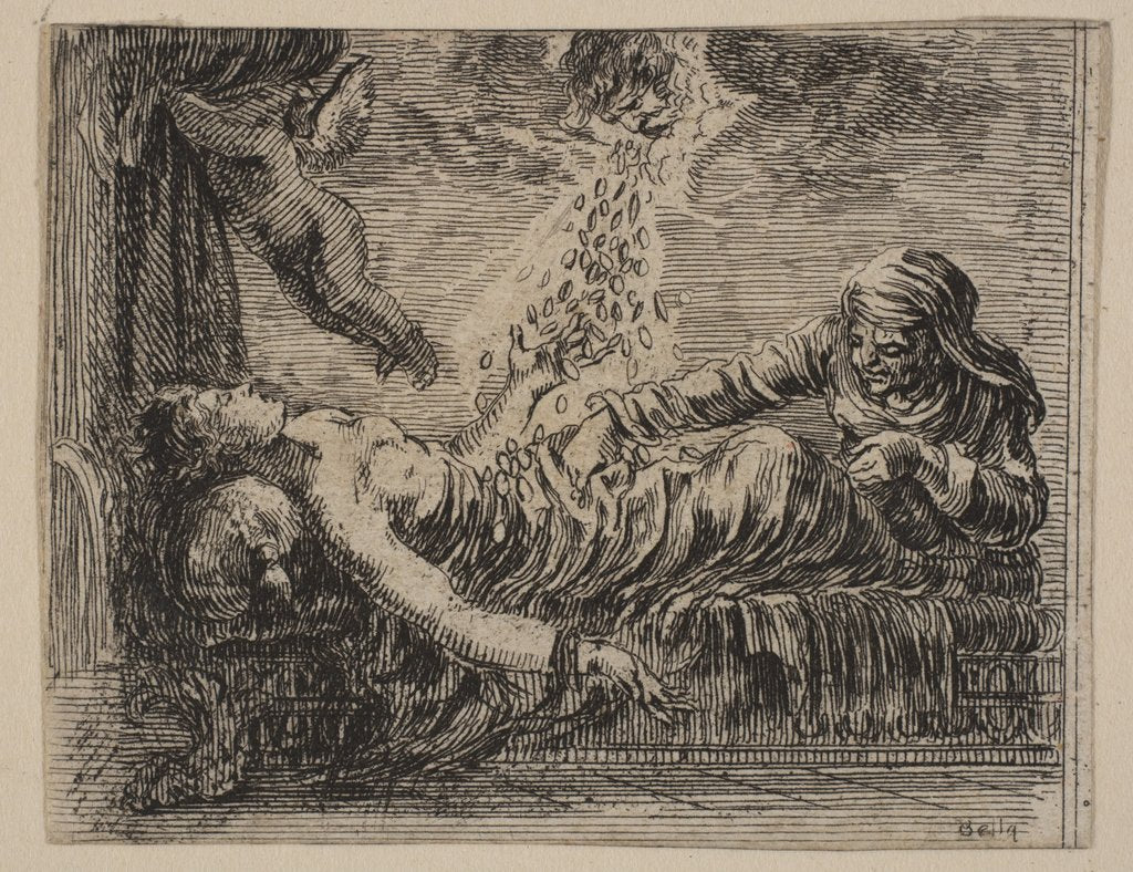 Detail of Jupiter and Danäe, from 'Game of Mythology', 1644 by Stefano della Bella