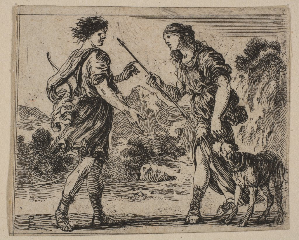 Detail of Cephalus and Procris, from 'Game of Mythology', 1644 by Stefano della Bella
