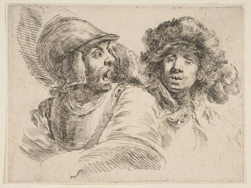 Detail of Frightened Soldier and a Man in a Fur Hat, ca. 1652 by Stefano della Bella