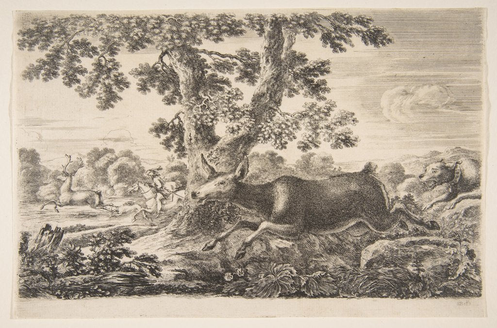 Detail of Deer hunt, from 'Animal hunts', ca. 1654 by Stefano della Bella