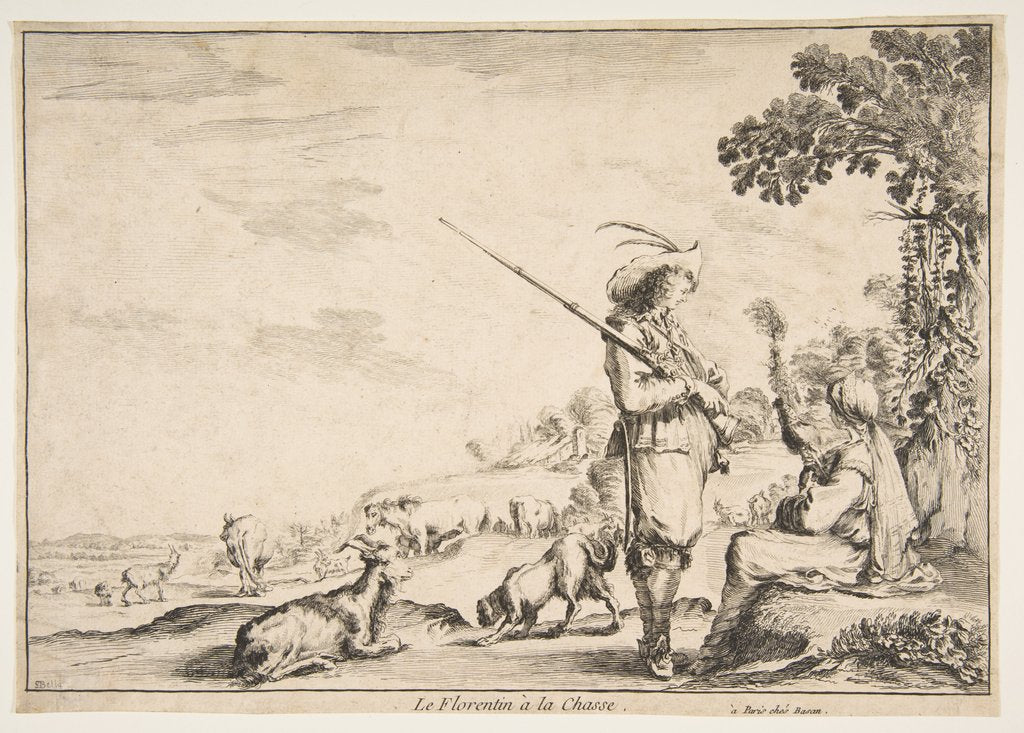Detail of Le Florentin à la chasse, ca. 1654 by Stefano della Bella