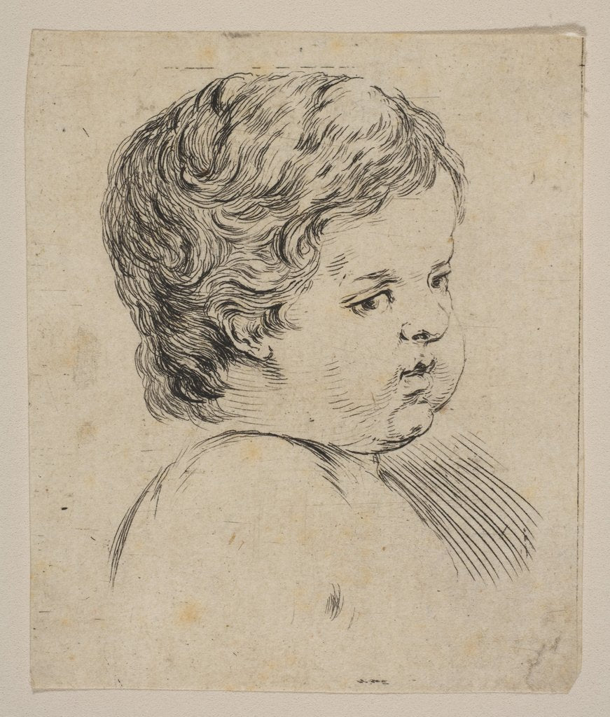 Detail of Plate 12: head of a child, from 'The Book for Learning to Draw by Stefano della Bella