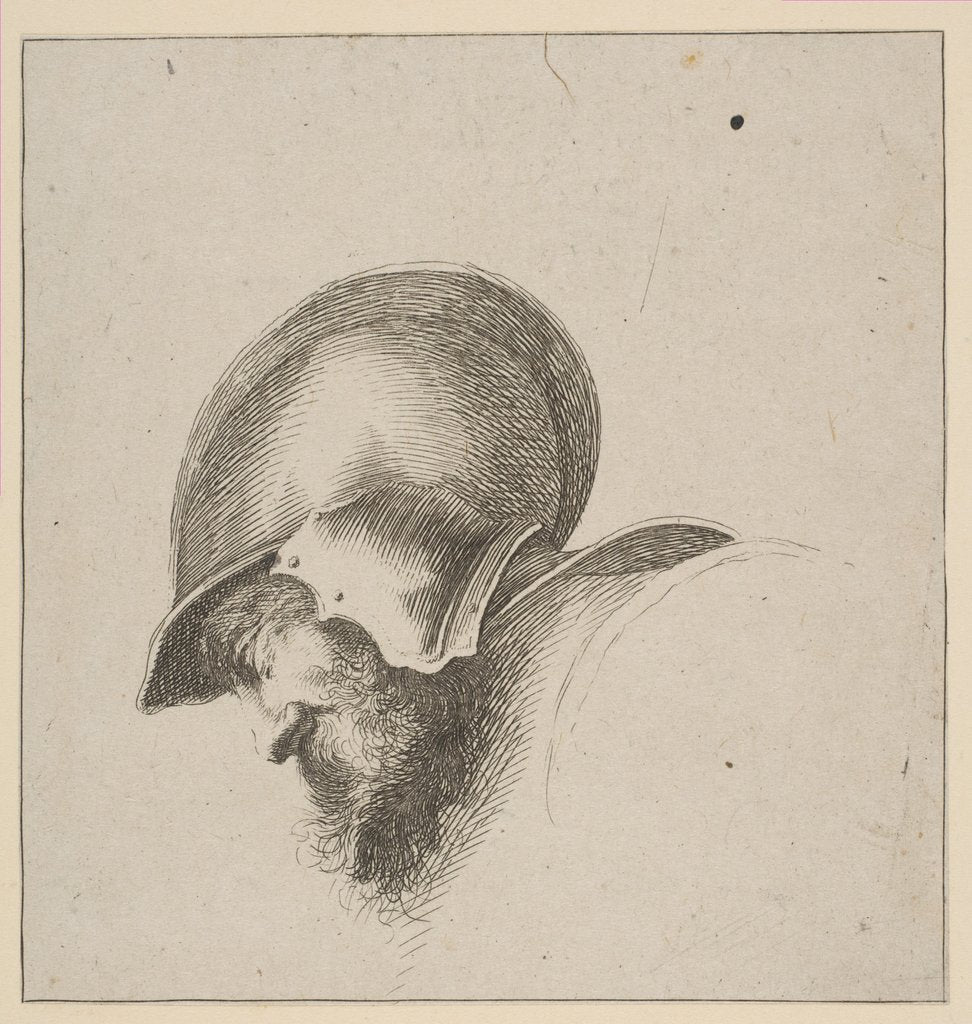 Detail of Plate 10: head of a soldier, from 'Drawing Basics', after 1641 by Unknown