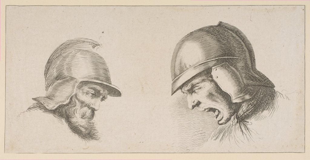 Detail of Two Heads of Old Soldiers, after 1641 by Peregrine Lovell