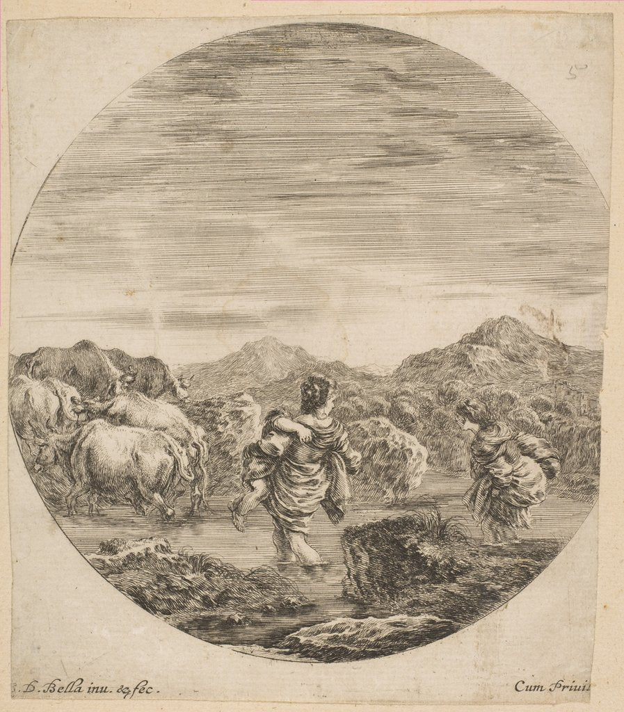 Detail of Two Women Crossing a Stream, ca. 1646 by Stefano della Bella