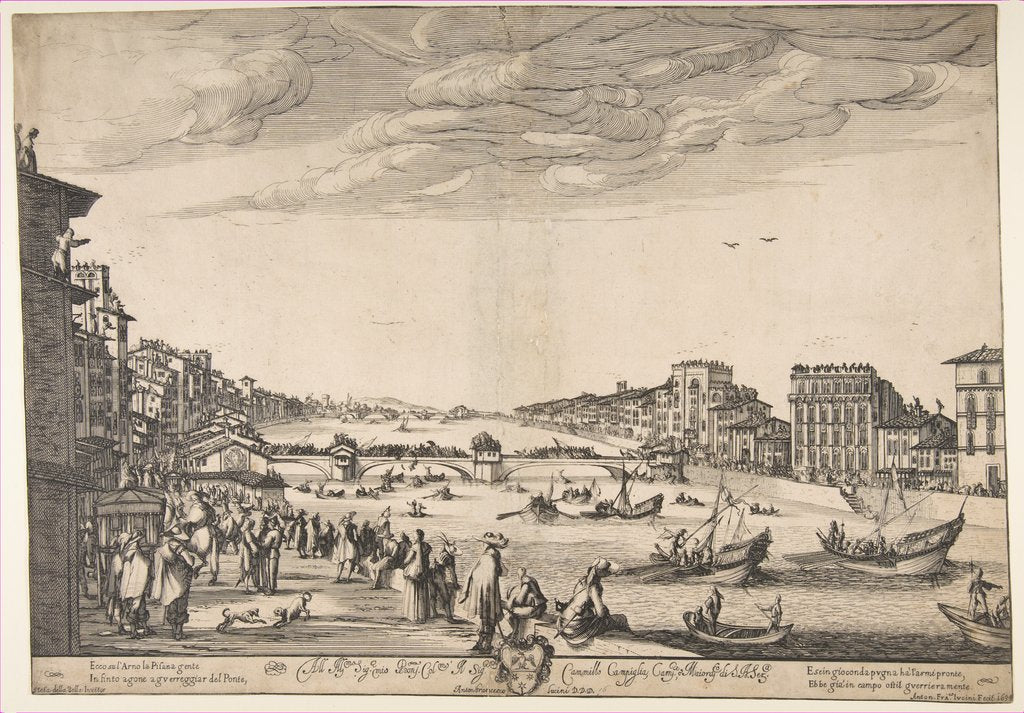 Detail of Game of the Bridge, Pisa, 1634 by Stefano della Bella
