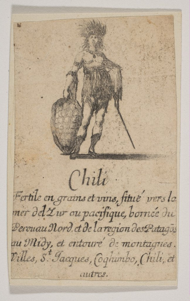 Detail of Chile, from 'Game of Geography', 1644 by Stefano della Bella