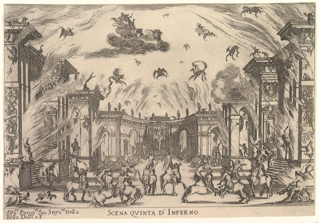 Detail of Fifth scene, the Inferno, from 'The marriage of the gods', 1637 by Stefano della Bella