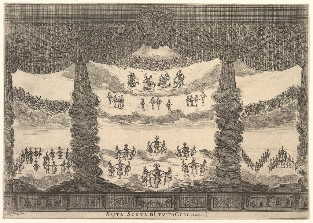 Detail of Sixth scene, the heavens, from 'The marriage of the gods', 1637 by Stefano della Bella