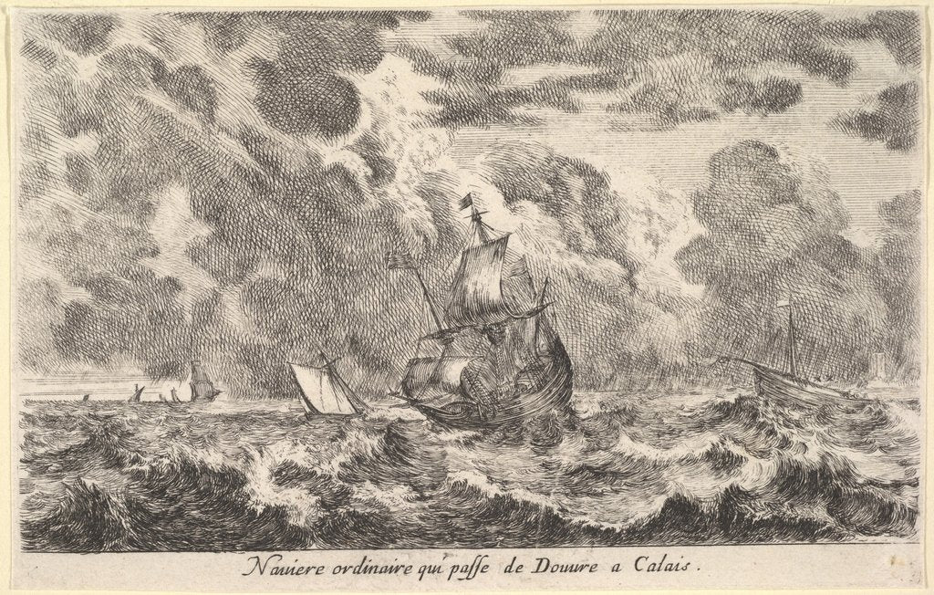 Detail of An ordinary ship travelling between Douvre and Calai by Stefano della Bella