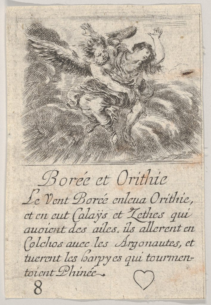 Detail of Boreas and Orithyia, from 'Game of Mythology', 1644 by Stefano della Bella