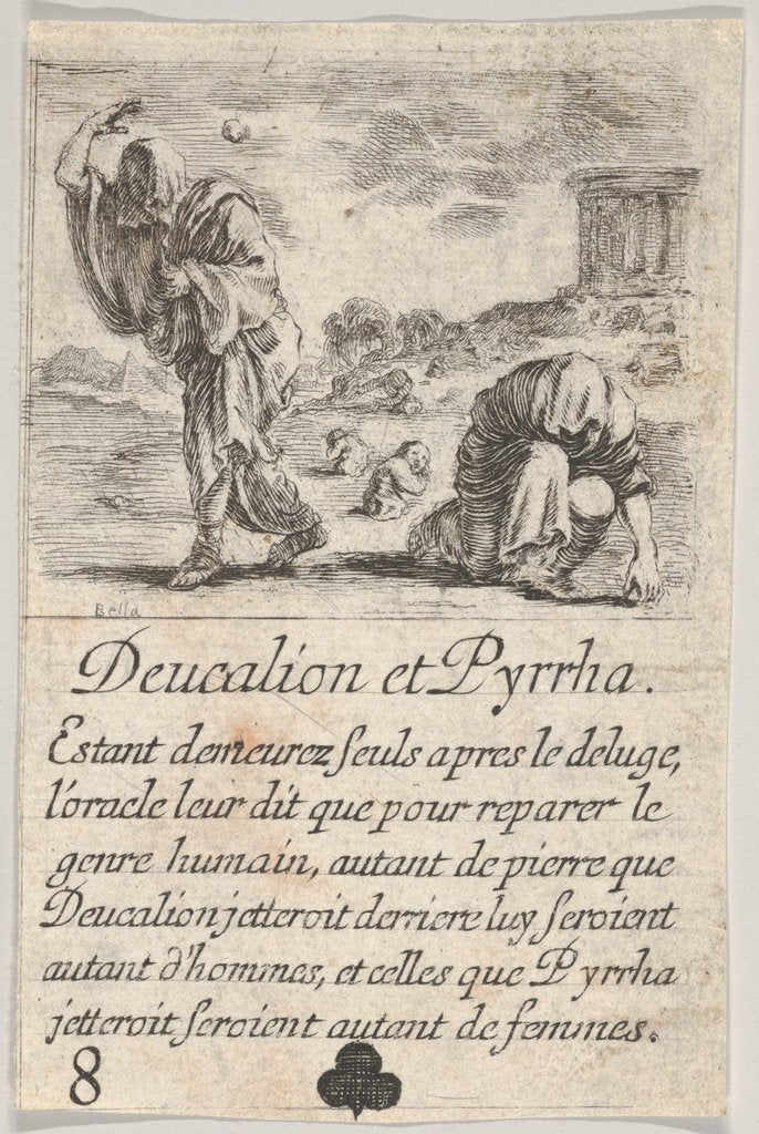 Detail of Deucalion and Pyrrha, from 'Game of Mythology', 1644 by Stefano della Bella