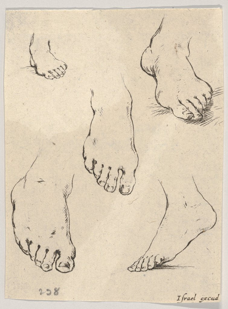 Detail of Plate 7: Five feet, from 'The Book for Learning to Draw by Stefano della Bella