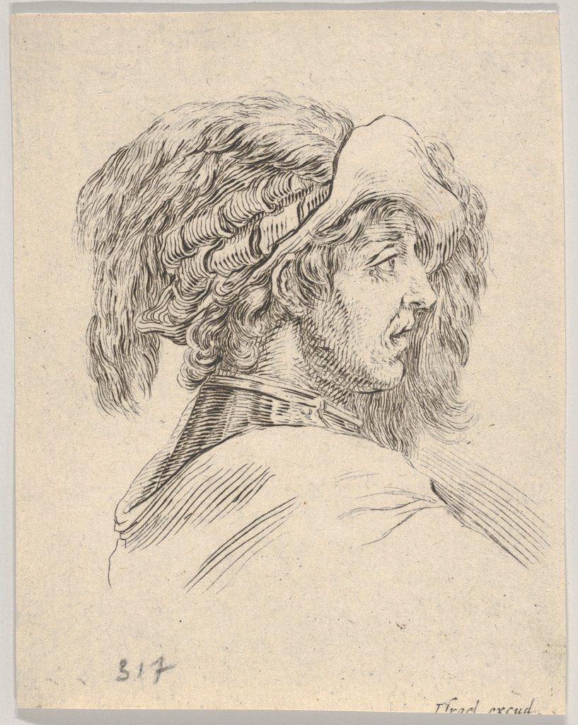 Detail of Head of a Man without a Beard, Turned in Profile to the Right, from Diverse Heads and Figu…, 1650 by Stefano della Bella