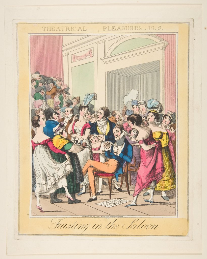 Detail of Theatrical Pleasures, Plate 5: Feasting in the Saloon, ca. 1835 by Theodore Lane