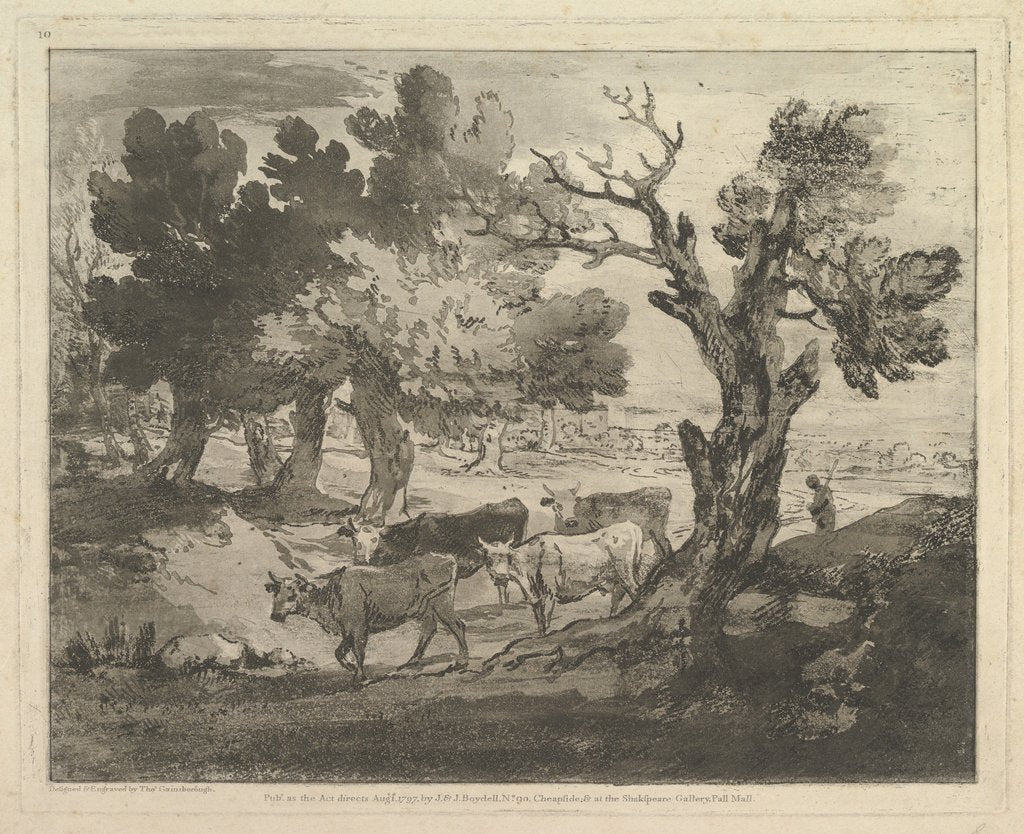 Detail of Wooded Landscape with Herdsmen and Cows, August 1, 1797 by Thomas Gainsborough