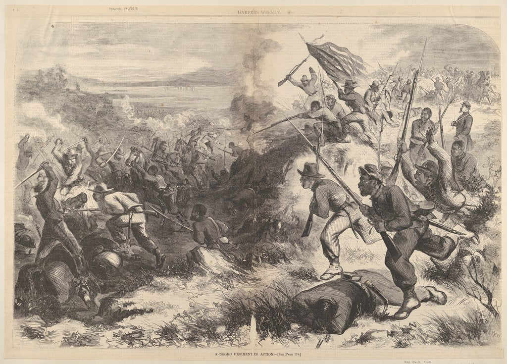 Detail of A Negro Regiment in Action, March 14, 1863 by Thomas Nast