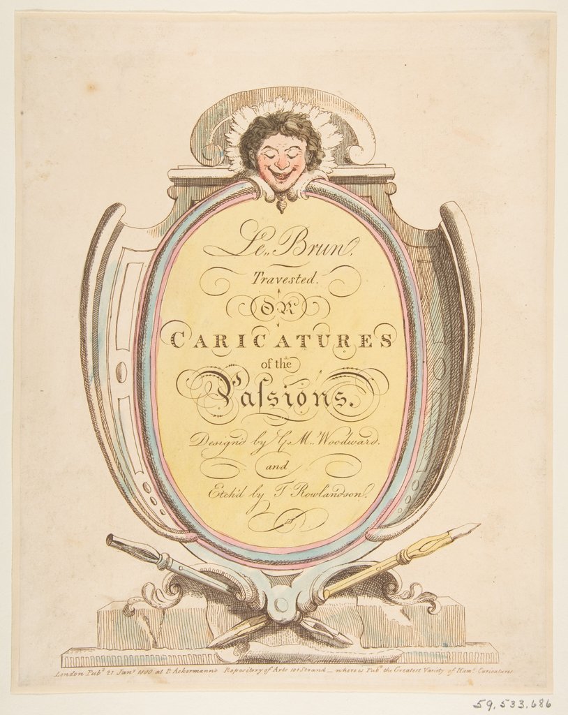 Detail of Title Page: Le Brun Travested, or Caricatures of the Passions, January 21, 1800 by Thomas Rowlandson