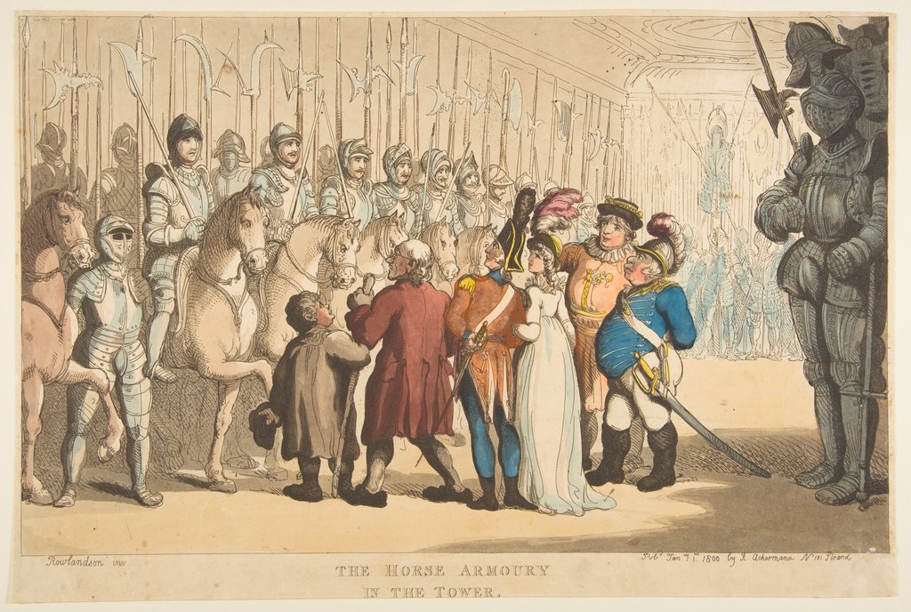 Detail of The Horse Armoury in the Tower, January 1, 1800 by Thomas Rowlandson
