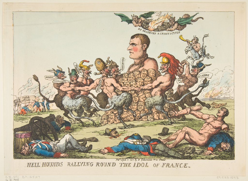 Detail of Hell Hounds Rallying Round the Idol of France, April 8, 1815 by Thomas Rowlandson
